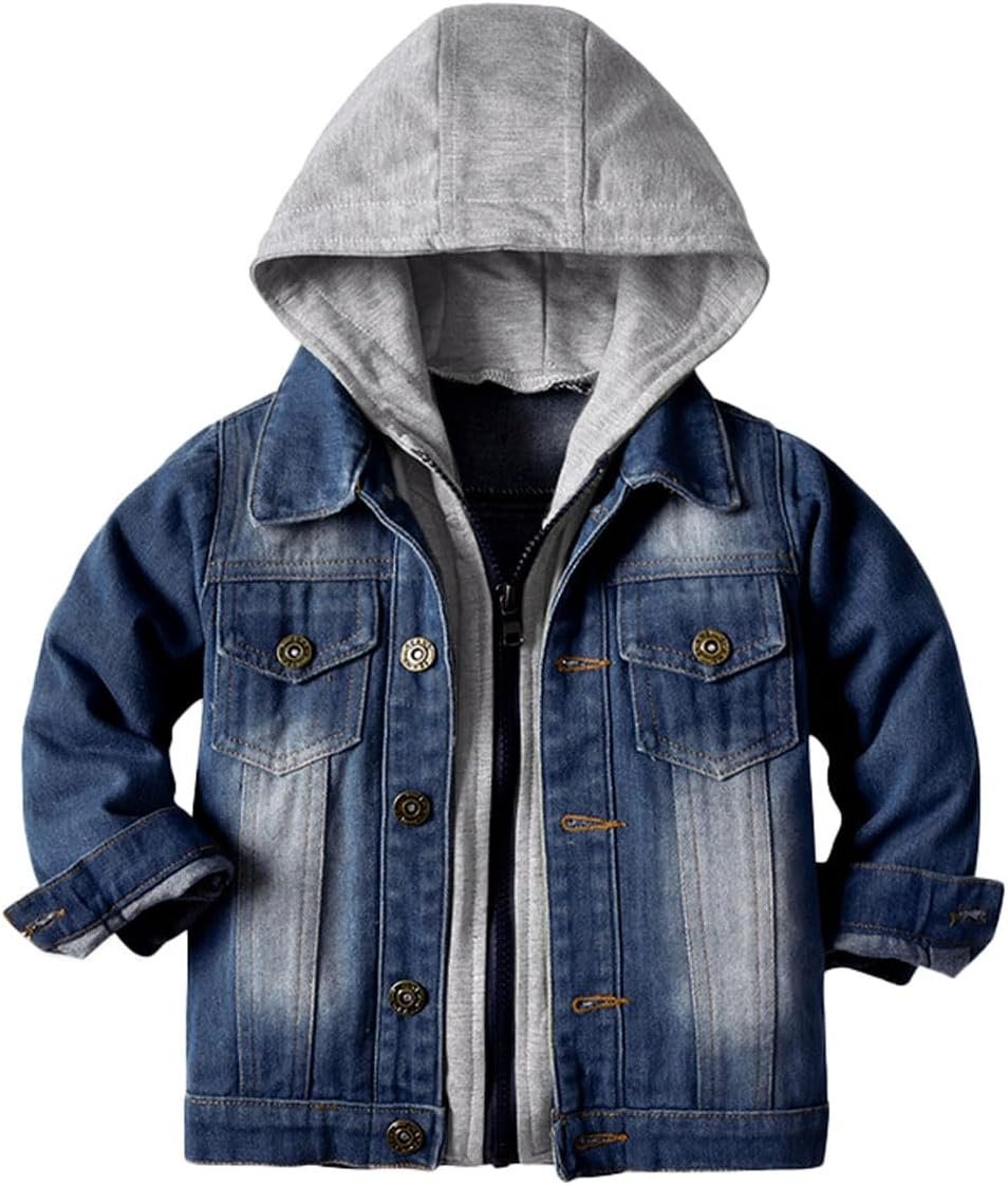 61CFUHS0GL._AC_SL1177_.jpg Boys Kids Hooded Denim Jacket Teens Jean Jacket with Hood - Image 1