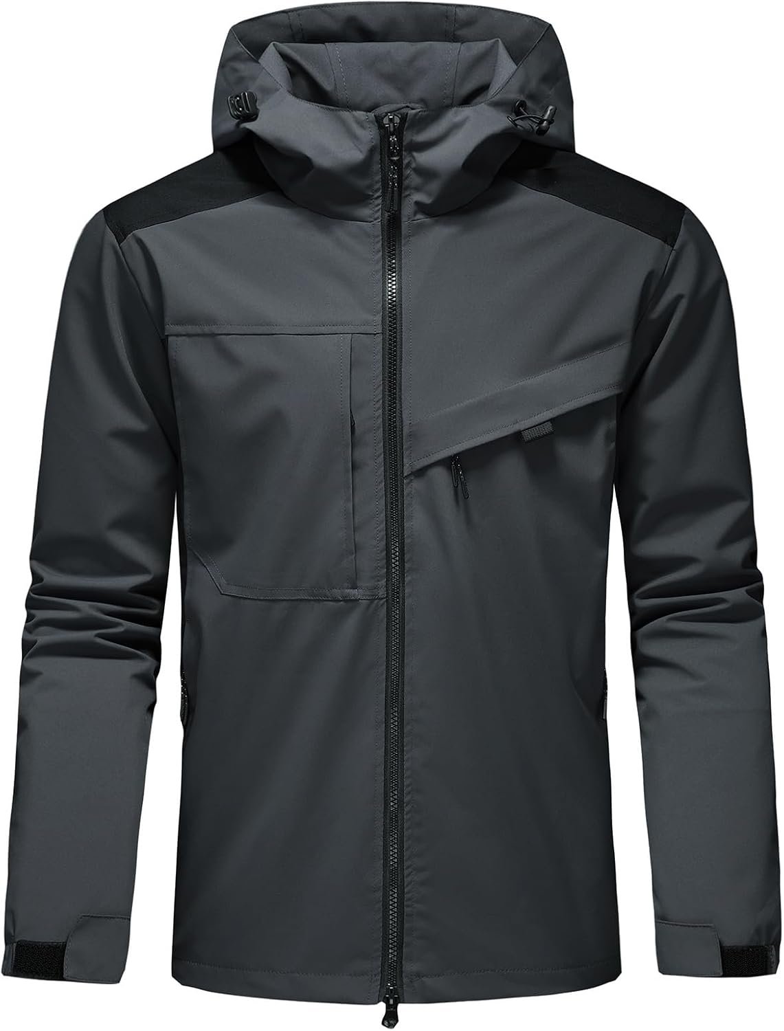 61CPYDvHtOL._AC_SL1500_.jpg Waterproof Jackets for Men Lightweight Rain Jacket Hooded Raincoat Zip Windbreaker for Running Hiking Travel - Image 1