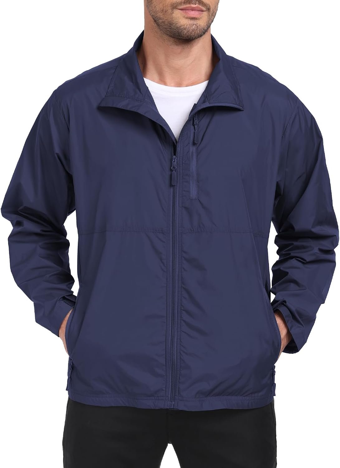 61fZ-jD3lhL._AC_SL1500_.jpg Men's Windbreaker Jackets Lightweight Running Jackets Waterproof Fishing Jacket Outdoor Cycling Packable Raincoats - Image 1