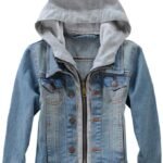 Kids Boys Hooded Denim Jacket Zipper Coat Outerwear