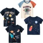 Boys' 4-Pack Excavator Short Sleeve Crewneck T-Shirts Top Tee Size 2-7 Years Toddler Boys' Value Pack Cotton T-Shirt