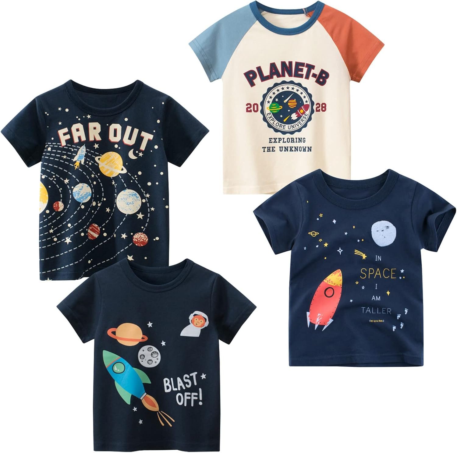 71PCJ4QeiCL._AC_SL1500_.jpg Boys' 4-Pack Excavator Short Sleeve Crewneck T-Shirts Top Tee Size 2-7 Years Toddler Boys' Value Pack Cotton T-Shirt - Image 1