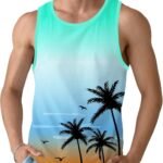 Mens Beach Tank Tops Sleeveless Shirts for Men Summer Hawaiian Graphic Mens Tank Top Workout Gym Shirts Palm Tree Tops