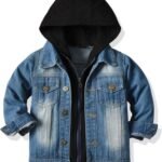 Little Boys Cardigan Hooded Lapel Zipper Pocket Baby Denim Coat Jacket Outerwear