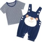 Baby Boys Clothes Set Summer Newborn Shorts Outfits 2pcs Short Sleeve T-shirt Top + Short Dungarees