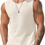 Mens Casual Tank Tops 2 Pack Waffle Knit Sleeveless Shirt Breathable Tank Shirts Summer Muscle Tee