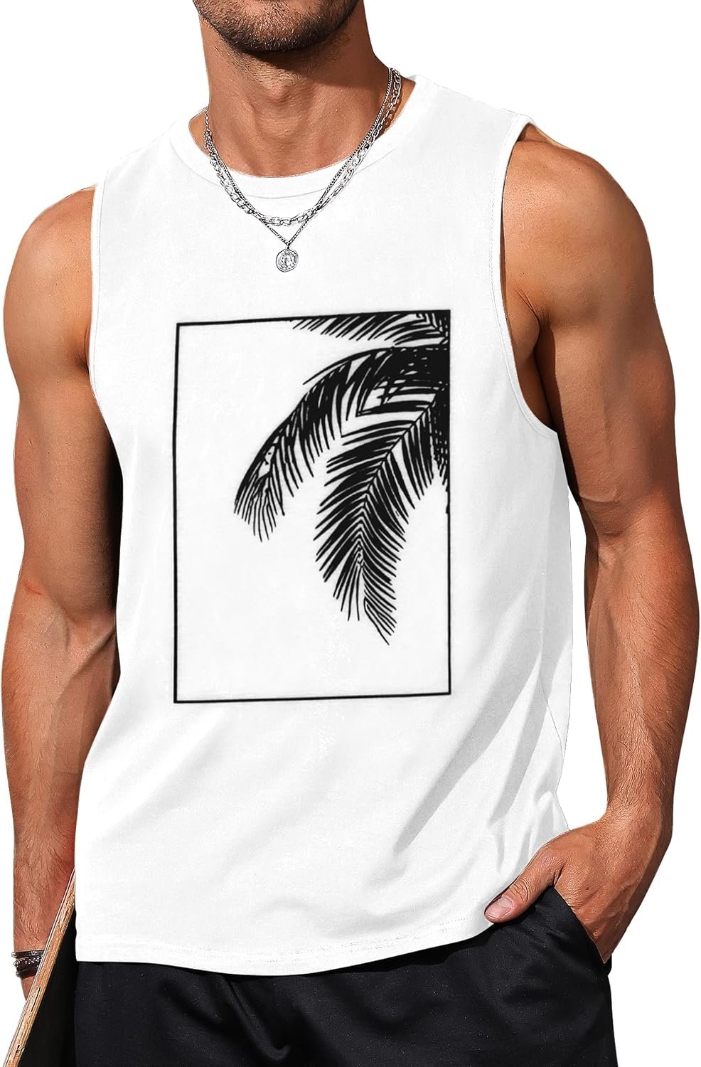 81XY8jMCBL._AC_SL1500_.jpg Mens Tank Tops Beach Summer Sleeveless Shirts Graphic Palm Tree Vacation Tanks Muscle Gym Tank Top - Image 1