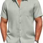 Men's Summer Beach Vacation Shirt Casual Button Down Short Sleeve Shirt Hawaiian Tropical Resort Wear